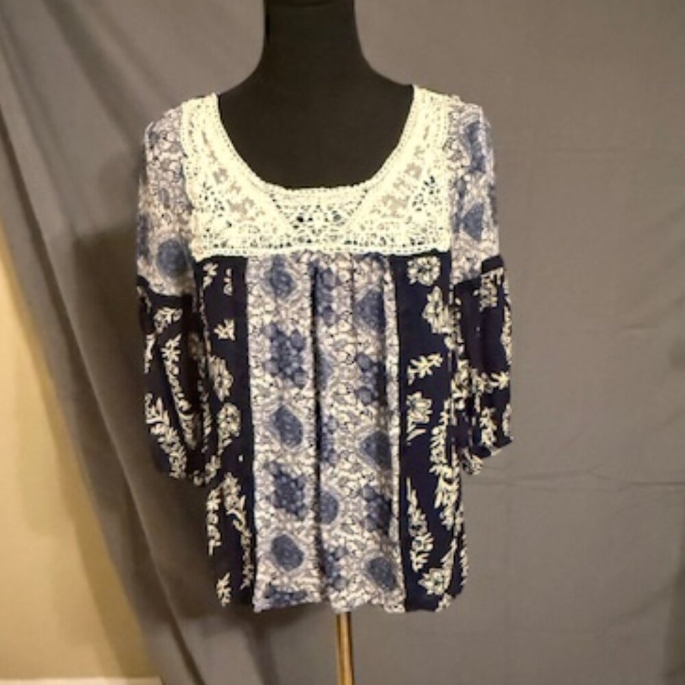 BILA Sheer Boho Blouse Size M